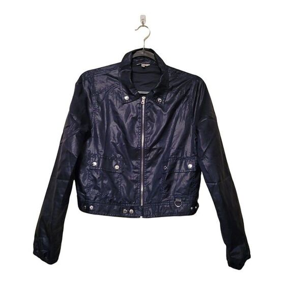Hollister Jackets & Blazers - I Love H81  Womens Jacket Blue M Windbreaker Moto Cropped